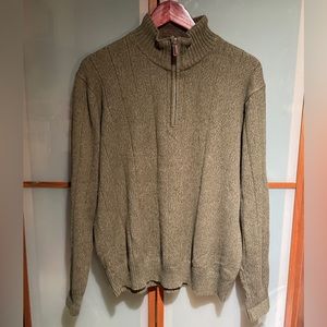 Oscar de la Renta 1/4 Zip Pullover Sweater Fleece Sherpa Long Sleeve Green XL